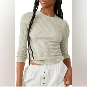 Free People Intimately Aura Layering Top Semi Sheer Long Sleeve Sz Xs